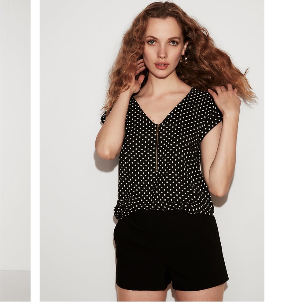 Express polka dot zip front gramercy tee